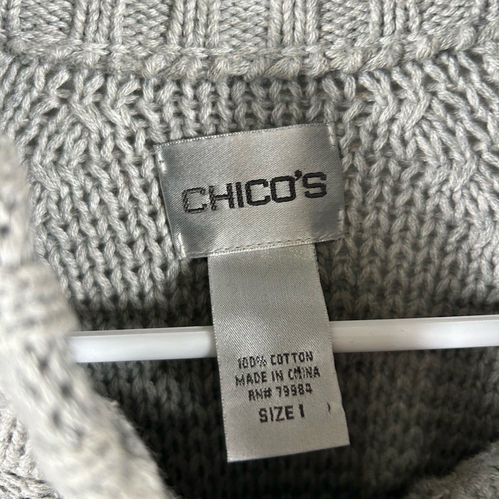Chico’s Grey Knit Button Front Collared Sweater - image 4
